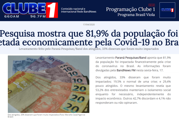 Rádio Clube 1 divulga pesquisa nacional realizado pela Paraná Pesquisas