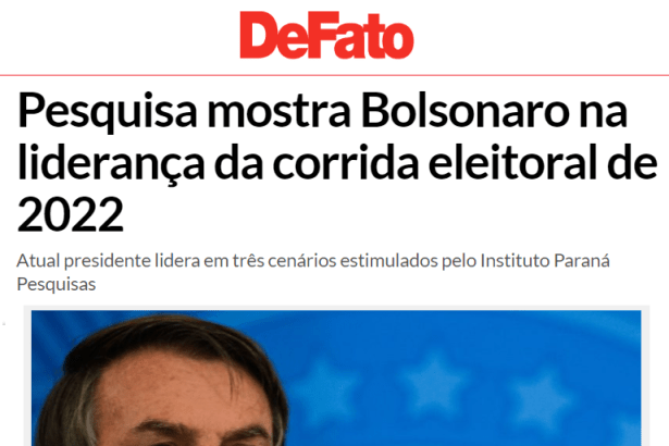 De Fato divulga pesquisa nacional realizado pela Paraná Pesquisas