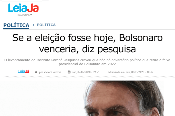 Portal Leia Já divulga pesquisa realizado pela Paraná Pesquisas