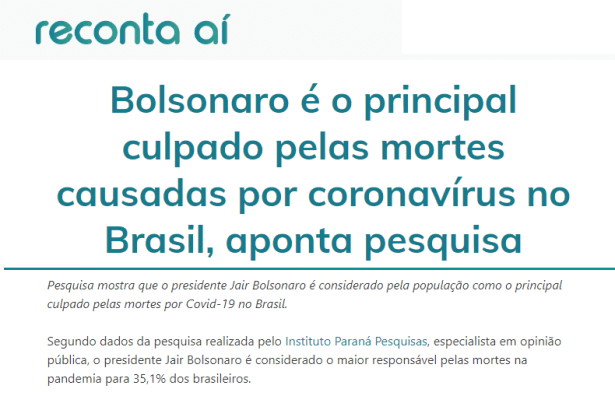 Portal Reconta Aí divulga pesquisa realizado pela Paraná Pesquisas