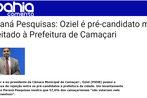 Bahia Comenta divulga pesquisa realizado pela Paraná Pesquisas