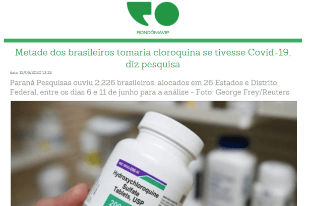 Jornal Rondônia Vip divulga pesquisa nacional realizado pela Paraná Pesquisas