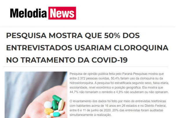 Melodia News divulga pesquisa realizado pela Paraná Pesquisas
