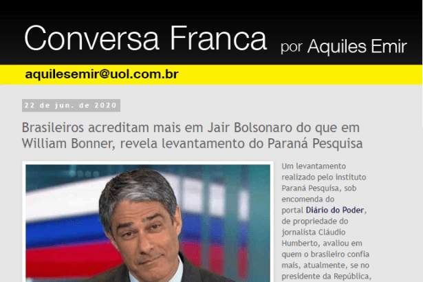 Conversa Franca por Aquiles Emir divulga pesquisa nacional realizado pela Paraná Pesquisas