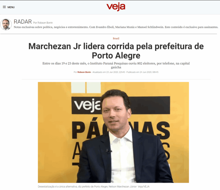 Veja.com divulga pesquisa realizado pela Paraná Pesquisas 1 Veja.com divulga pesquisa realizado pela Paraná Pesquisas