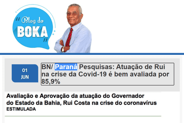 Blog do Boka divulga pesquisa realizado pela Paraná Pesquisas