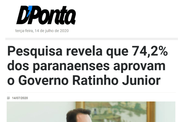 D' Ponta News divulga pesquisa realizado pela Paraná Pesquisas