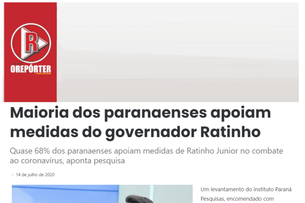 Jornal O Repórter Paraná divulga pesquisa realizado pela Paraná Pesquisas