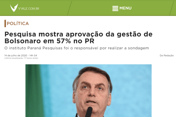 VVale.com.br divulga pesquisa realizado pela Paraná Pesquisas