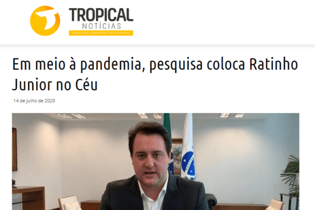Tropical Notícias divulga pesquisa realizado pela Paraná Pesquisas