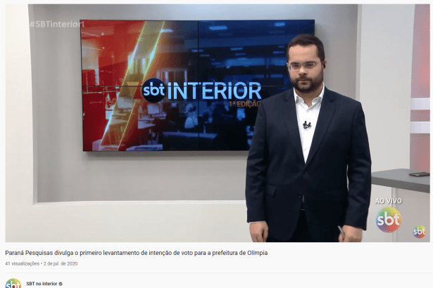 SBT Interior divulga pesquisa realizado pela Paraná Pesquisas no município de Olímpia