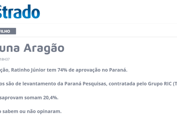 Umuarama Ilustrado - Coluna Aragão cita pesquisa realizado pela Paraná Pesquisas
