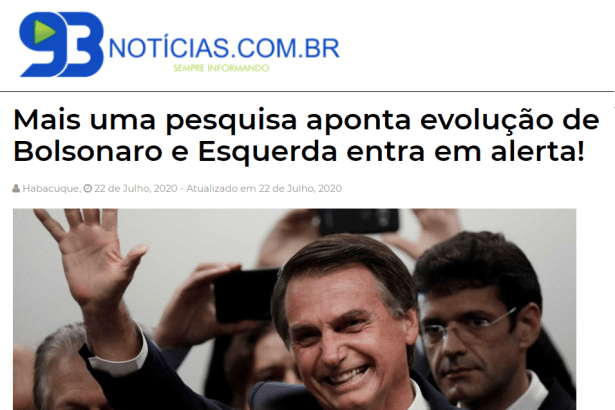 Portal 93 Notícias.com.br cita pesquisa realizado pela Paraná Pesquisas