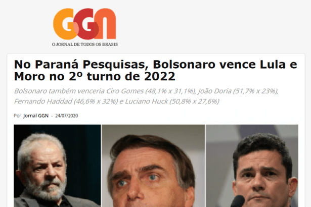 Jornal GGN divulga pesquisa nacional realizado pela Paraná Pesquisas