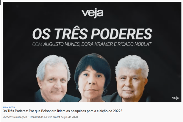Veja.com - Os Três Poderes cita pesquisa nacional realizado pela Paraná Pesquisas