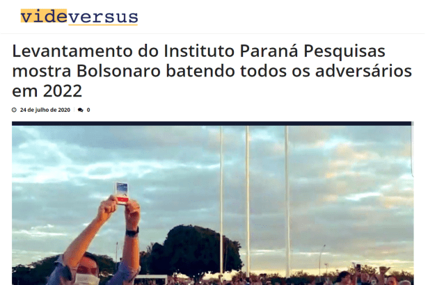 Vide Versus divulga pesquisa nacional realizado pela Paraná Pesquisas