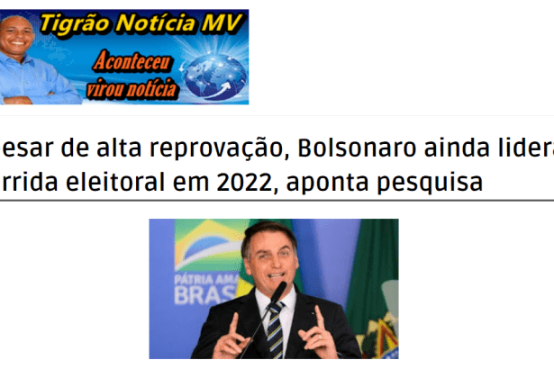 Tigrão Notícias MV divulga pesquisa nacional realizado pela Paraná Pesquisas