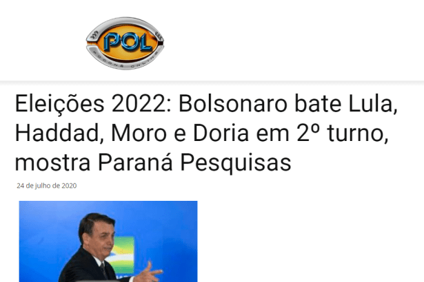Poconé OnLine divulga pesquisa nacional realizado pela Paraná Pesquisas