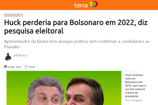 Portal Terra - Blog Sala de TV divulga pesquisa nacional realizado pela Paraná Pesquisas