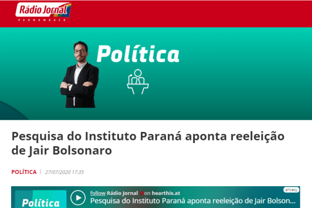 Rádio Jornal divulga pesquisa realizado pela Paraná Pesquisas