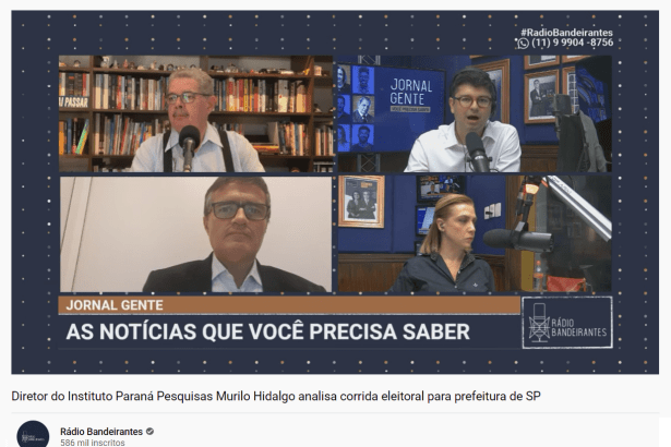 Diretor do Instituto Paraná Pesquisas concede entrevista ao Programa Jornal Gente na Rádio Bandeirantes