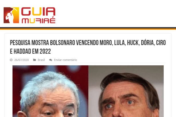 Guia Muriaé divulga pesquisa realizado pela Paraná Pesquisas