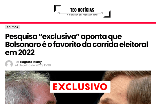 Teo Notícias divulga pesquisa realizado pela Paraná Pesquisas