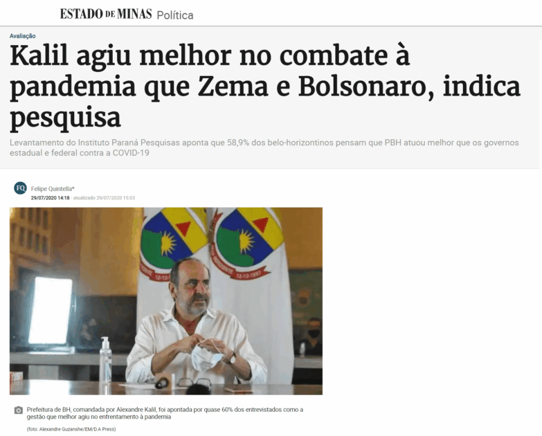 Estado de Minas divulga pesquisa realizado pela Paraná Pesquisas
