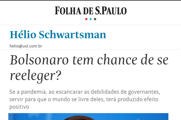 Folha de S.Paulo - Coluna Hélio Schwartsman cita pesquisa realizado pela Paraná Pesquisas