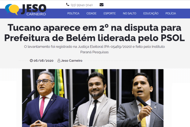 Portal Jeso Carneiro divulga pesquisa realizado pela Paraná Pesquisas
