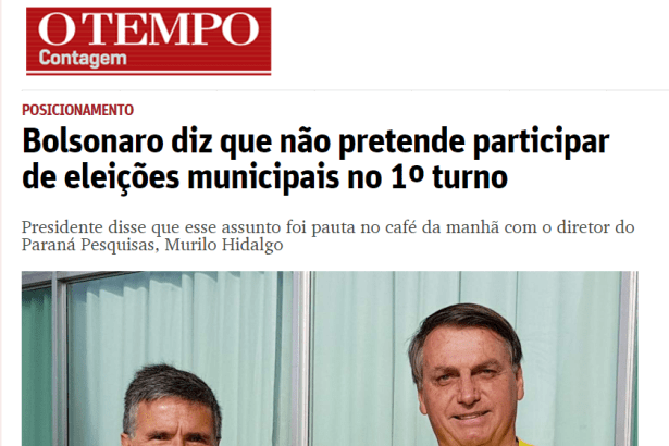 O Tempo Contagem cita matéria do Paraná Pesquisas