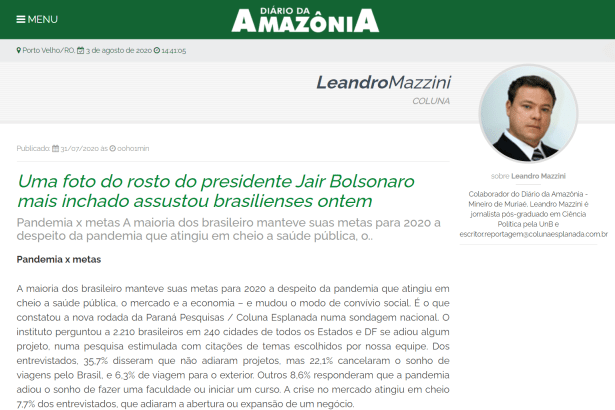 Diário da Amazônia divulga pesquisa realizado pela Paraná Pesquisas