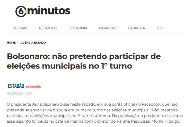 Portal 6 Minutos cita matéria do Paraná Pesquisas