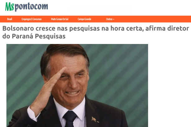 Portal MS Ponto com divulga pesquisa realizado pela Paraná Pesquisas