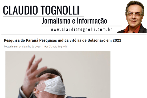 Claudio Tognolli divulga pesquisa realizado pela Paraná Pesquisas