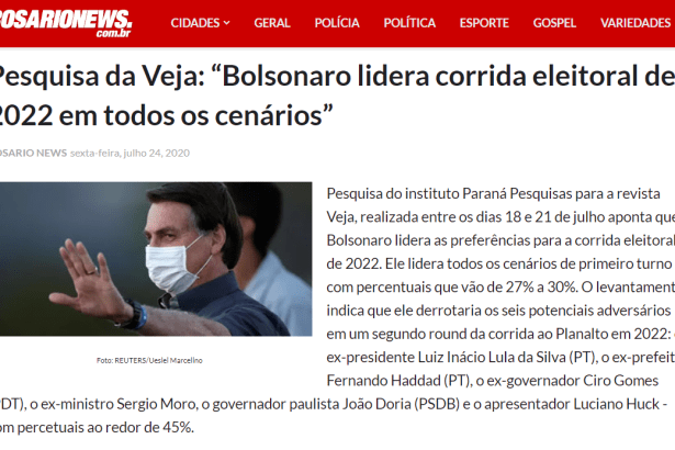 Rosário News divulga pesquisa realizado pela Paraná Pesquisas