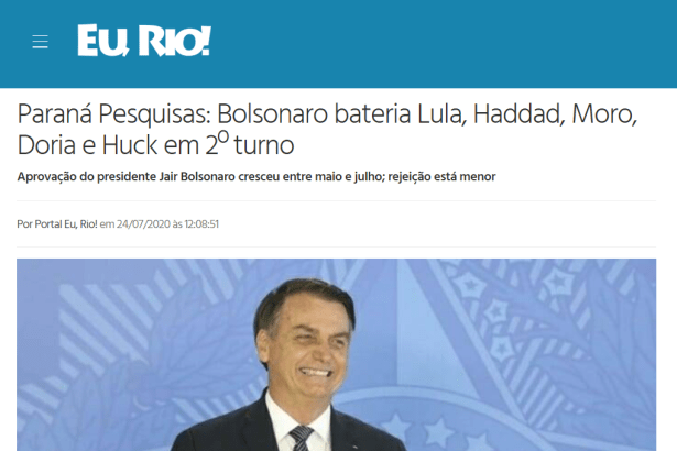 Eu, Rio! divulga pesquisa realizado pela Paraná Pesquisas
