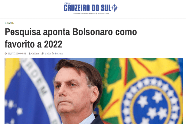 Jornal Cruzeiro do Sul divulga pesquisa realizado pela Paraná Pesquisas