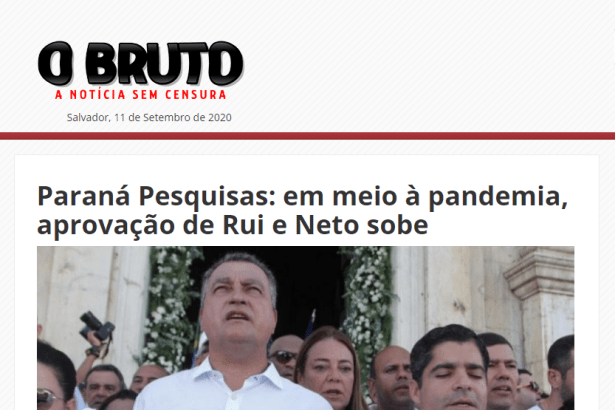 O Bruto divulga pesquisa realizado pela Paraná Pesquisas