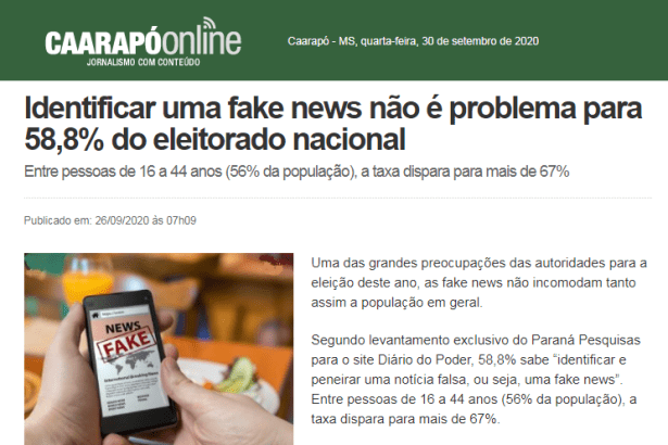 Caarapó Online divulga pesquisa realizado pela Paraná Pesquisas