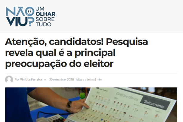 Portal Não Viu? divulga pesquisa realizado pela Paraná Pesquisas