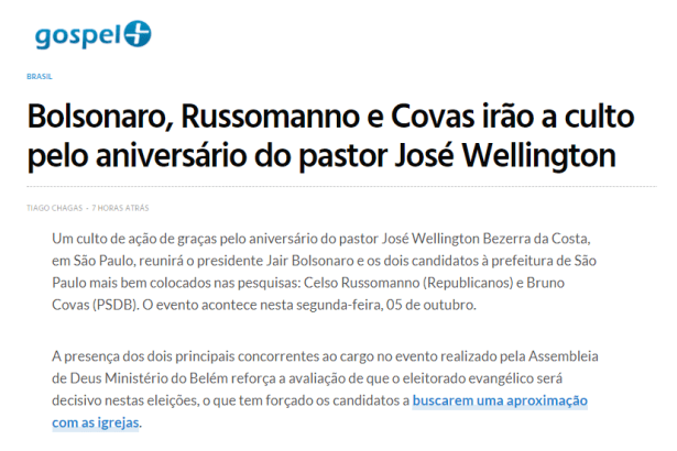 Portal Gospel Mais cita pesquisa realizado pela Paraná Pesquisas