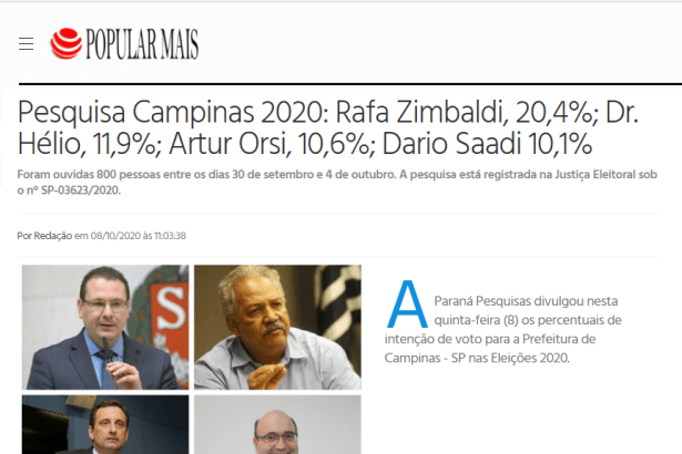 O Popular Mais divulga pesquisa realizado pela Paraná Pesquisas