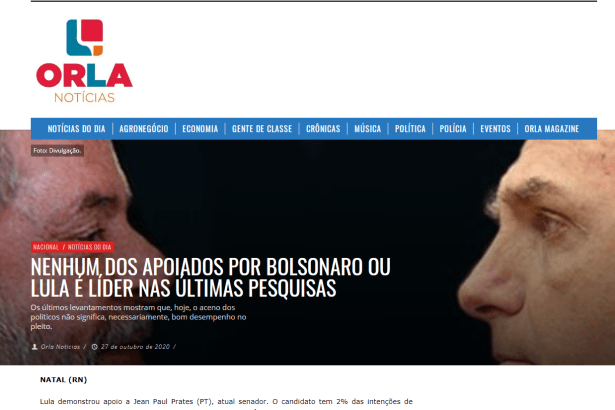 Portal Orla Notícias divulga pesquisa realizado pela Paraná Pesquisas