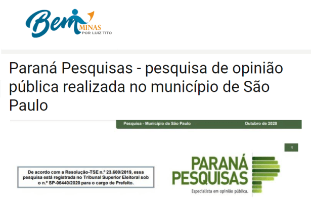 Bem Minas divulga pesquisa realizado pela Paraná Pesquisas