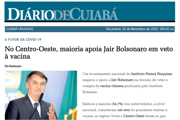 Diário de Cuiabá divulga pesquisa realizado pela Paraná Pesquisas