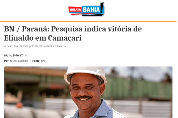 Relata Bahia divulga pesquisa realizado pela Paraná Pesquisas