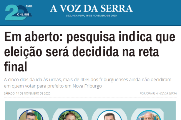 A Voz Da Serra divulga pesquisa realizado pela Paraná Pesquisas