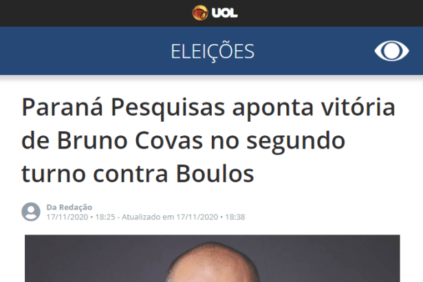 Band Eleições - UOL divulga pesquisa realizado pela Paraná Pesquisas