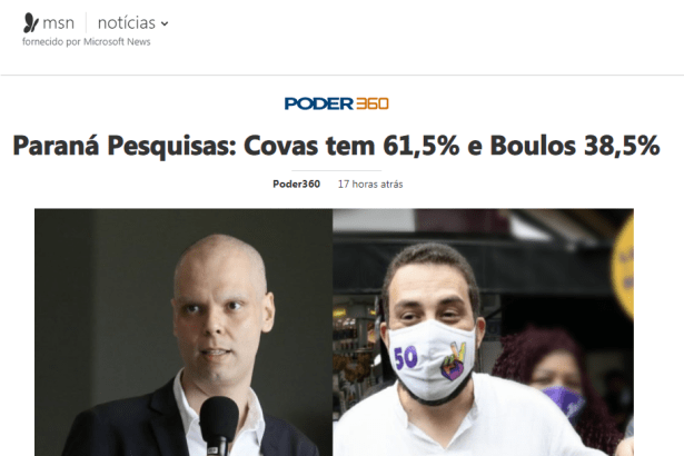 Portal MSN Notícias divulga pesquisa realizado pela Paraná Pesquisas